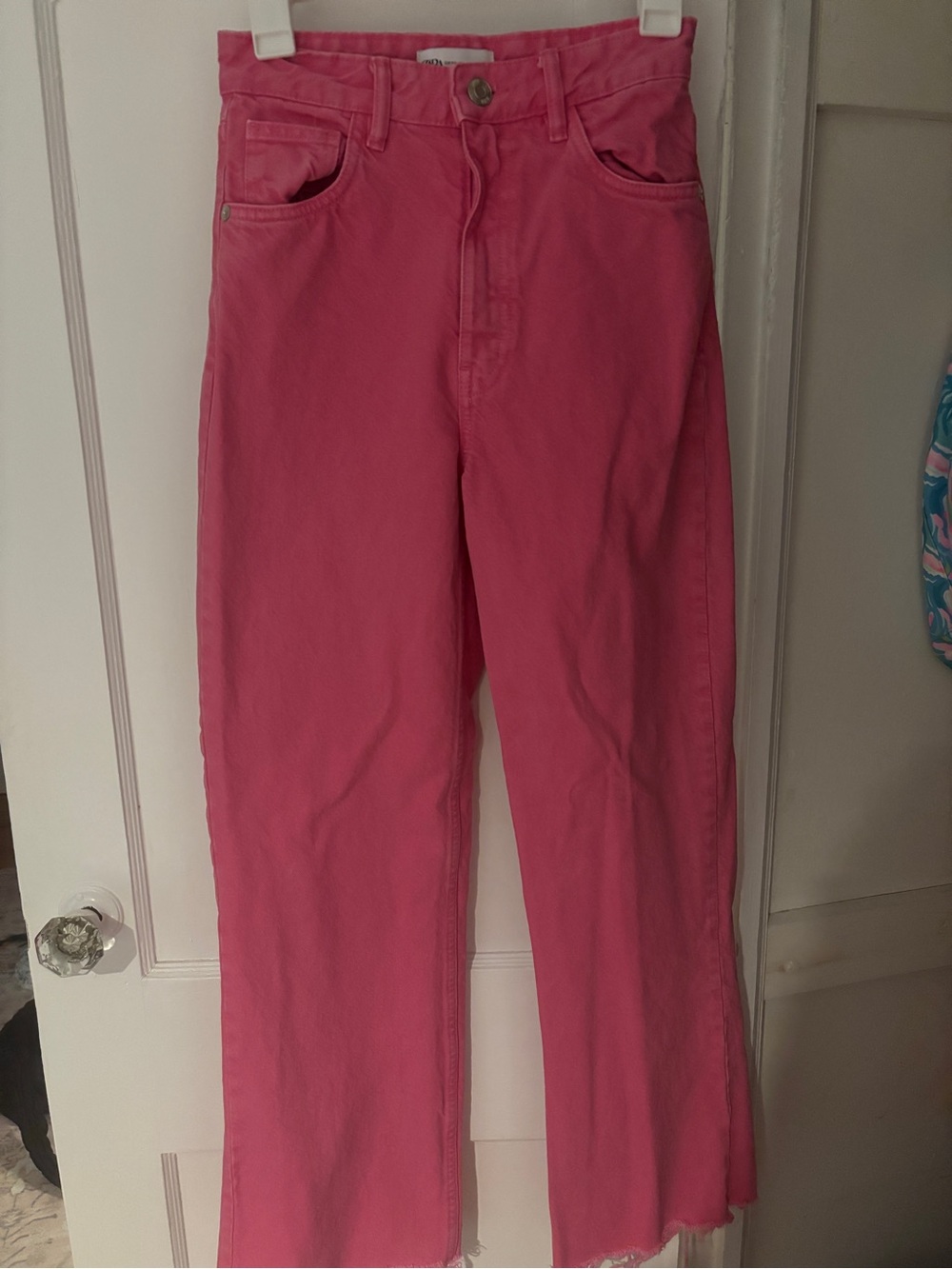 Zara High Rise Wide Leg Jeans in Bright Pink - Picture 2 of 2